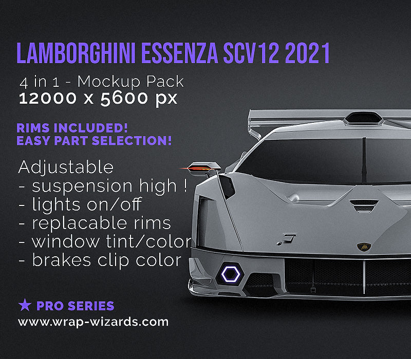 Download Lamborghini Essenza SCV12 2021 all sides Car Mockup Template.psd - Wrap-Wizards.com - Premium ...