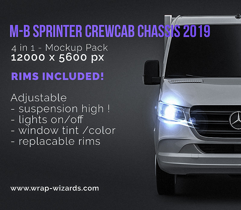 Download Mercedes-Benz Sprinter CrewCab Chassis 2019 - all sides Car Mockup Tem - Wrap-Wizards.com ...