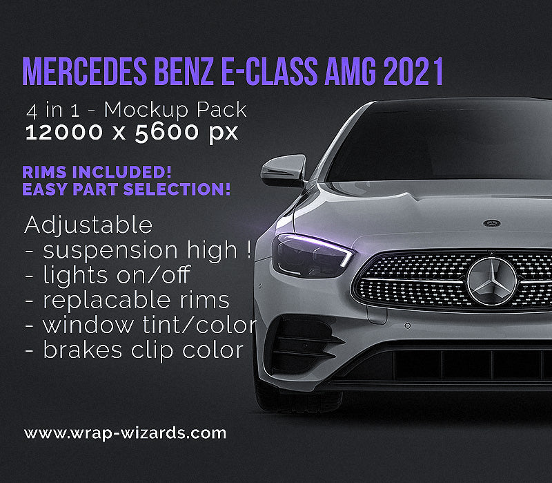 Mercedes Benz E Class Sedan Amg Line 21 Glossy Finish All Sides Ca Wrap Wizards Com Premium Car Mockups Templates