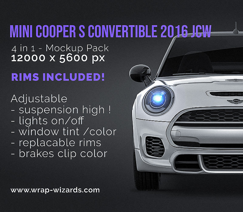 Mini Cooper 5-door 2015 glossy finish - all sides Car Mockup Template.