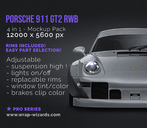 Download Porsche 911 Gt2 Rwb Glossy Finish All Sides Car Mockup Template Psd Wrap Wizards Com Premium Car Mockups Templates