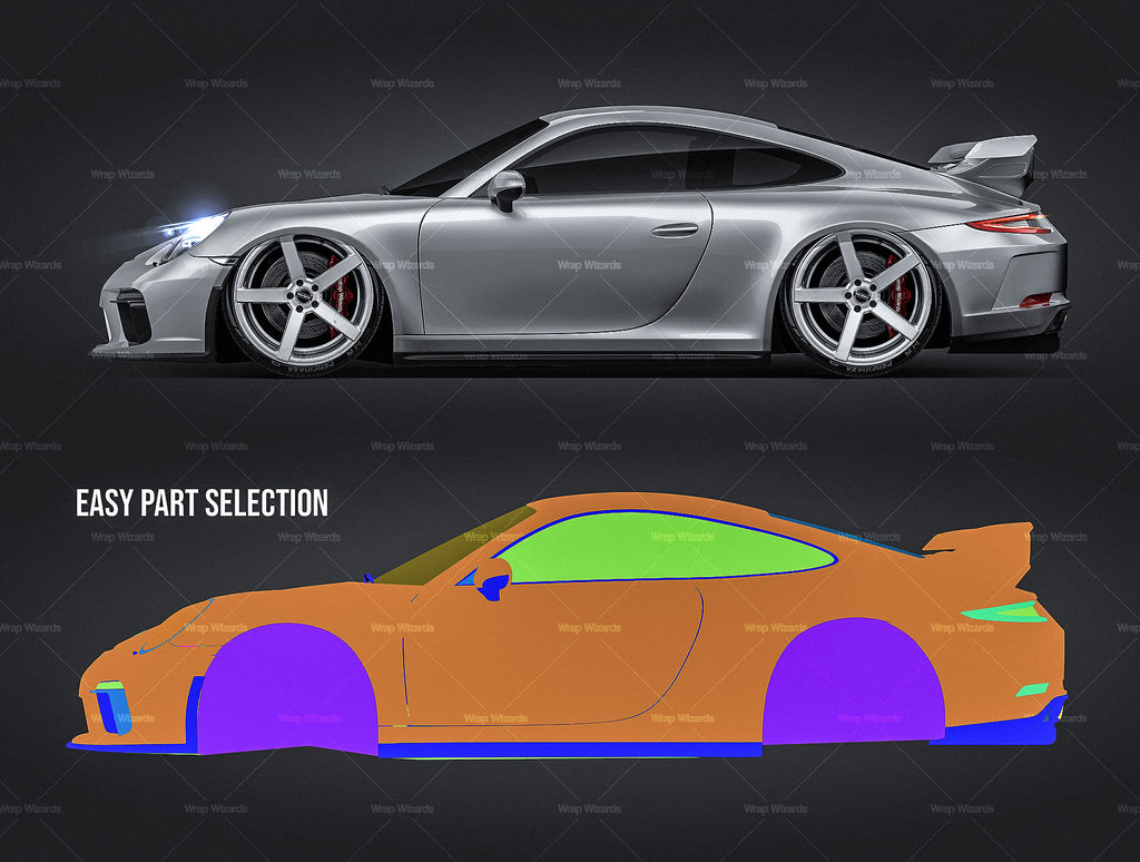 Download Porsche 911 GT3 2018 - all sides Car Mockup Template.psd - Wrap-Wizards.com - Premium Car ...