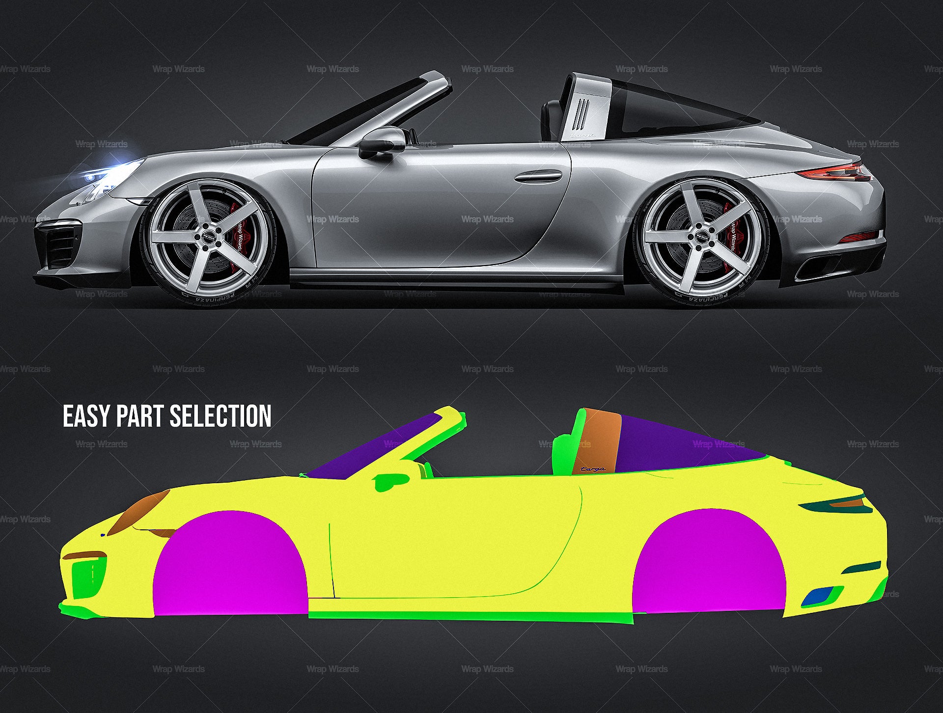 Download Porsche 911 Targa 4s 2018 - all sides Car Mockup Template.psd - Wrap-Wizards.com - Premium Car ...