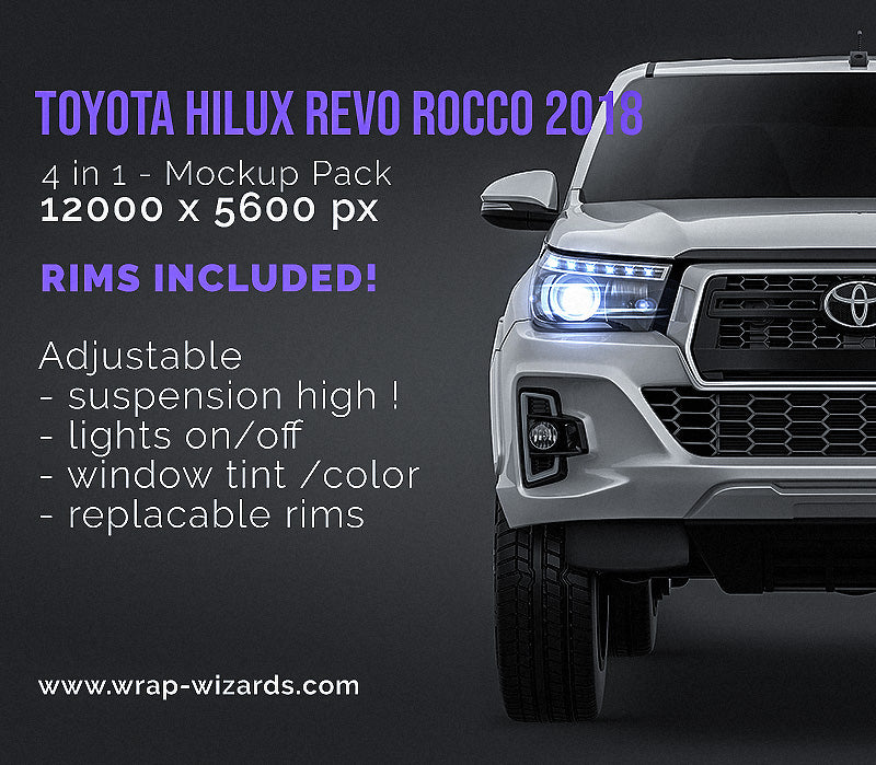 Download Toyota Hilux Revo Rocco 2018 all sides Car Mockup Template.psd - Wrap-Wizards.com - Premium Car ...