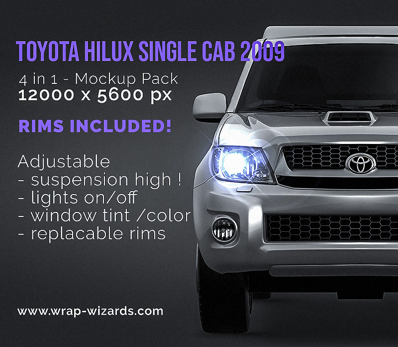 Download Toyota Hilux Single Cab 2009 all sides Car Mockup Template.psd - Wrap-Wizards.com - Premium Car ...