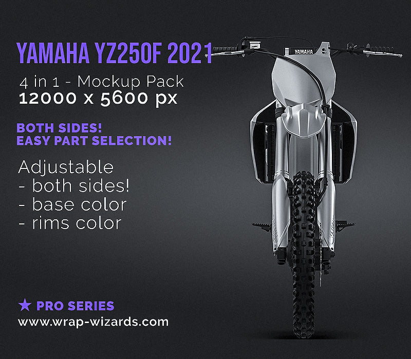 Download Yamaha Yz250f 2021 Motocross Satin Matt Finish All Sides Motorcycle Wrap Wizards Com Premium Car Mockups Templates