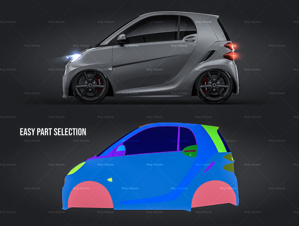 Download Smart ForTwo 2013 satin matt finish - all sides Car Mockup Template.ps - Wrap-Wizards.com ...