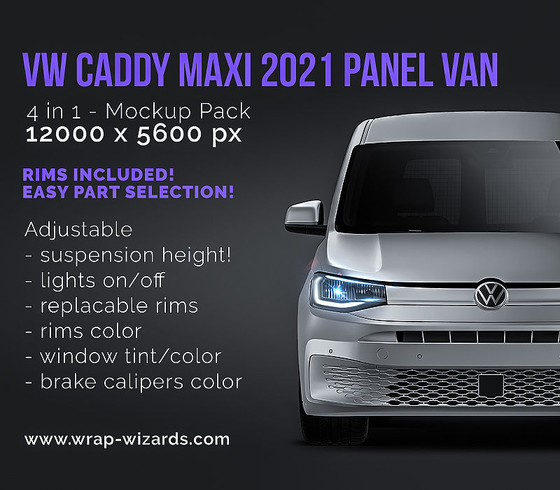 Meedogenloos Ik was mijn kleren munt Volkswagen Caddy Maxi 2021 panel van satin matt finish - all sides Car –  Wrap-Wizards.com - Premium Car Mockups Templates