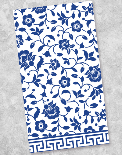 Blue + White Floral Paper Guest Towel Set