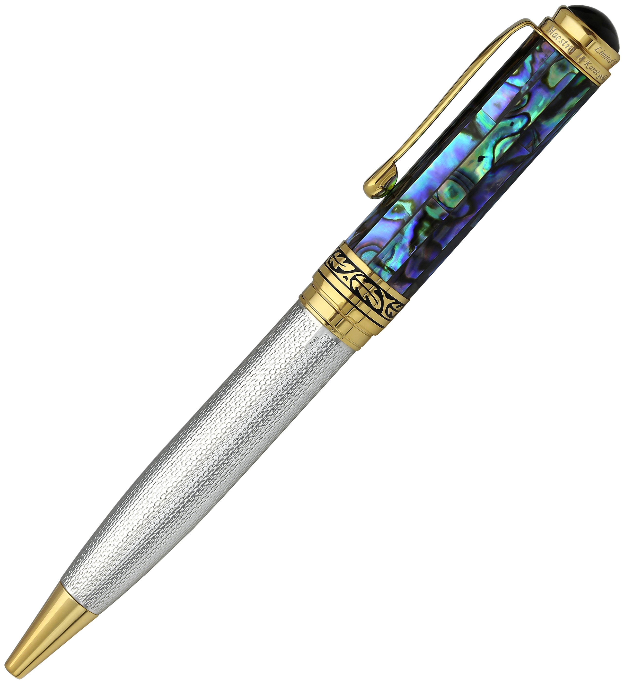 Tribune 925 Sterling Silver Guilloche Engraved Ballpoint Pen