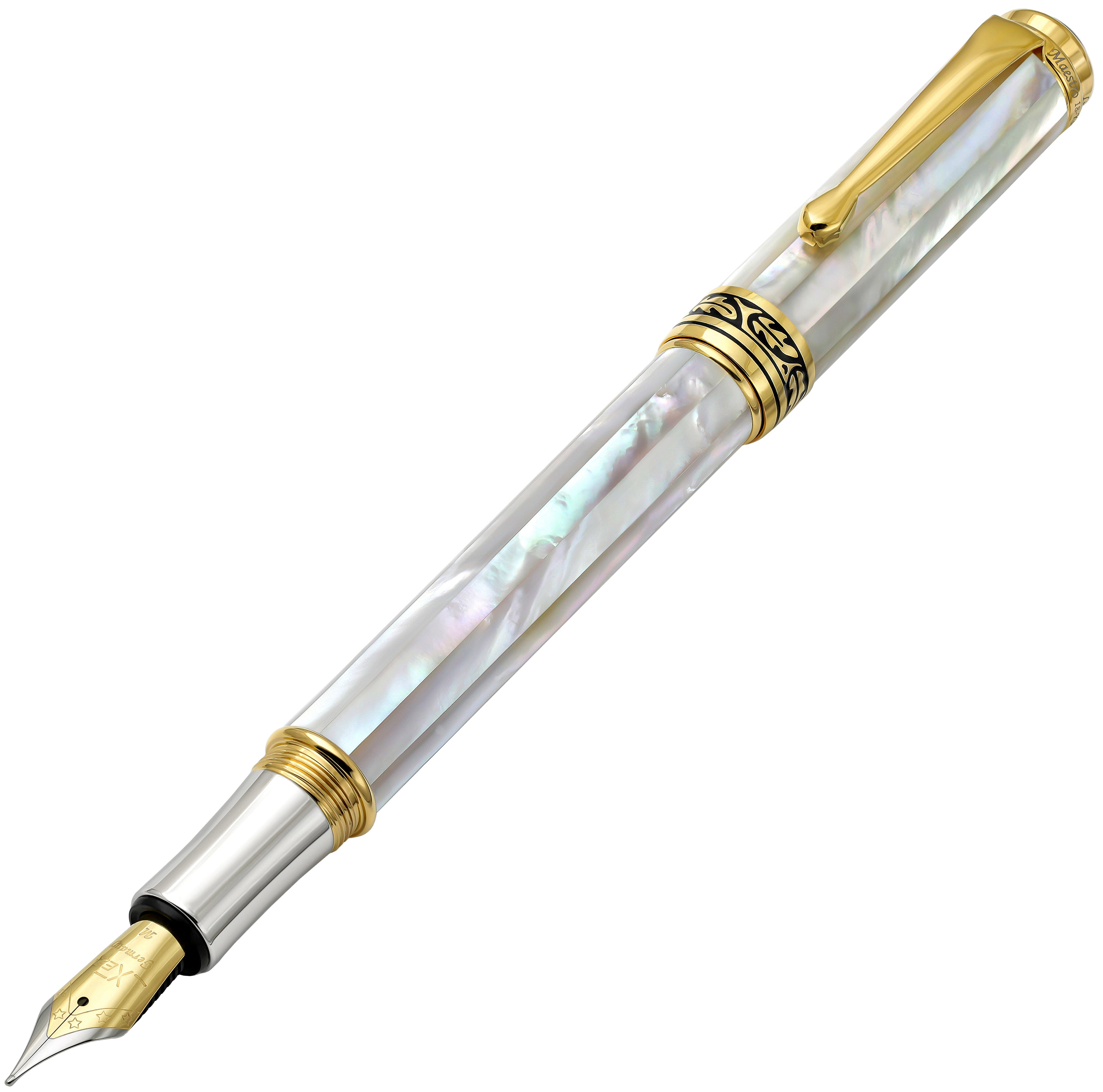 Xezo | Maestro White MOP F | Maestro® 18K Gold Plated Fountain Pen