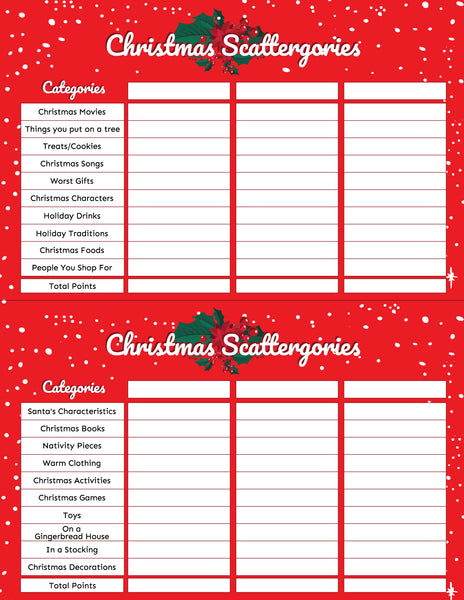 thanksgiving fall scattergories categories