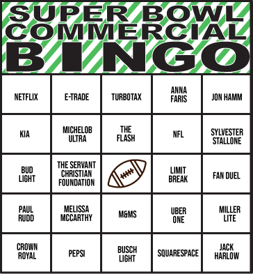 2023 Super Bowl Commercial Bingo Cards – Play Party Plan
