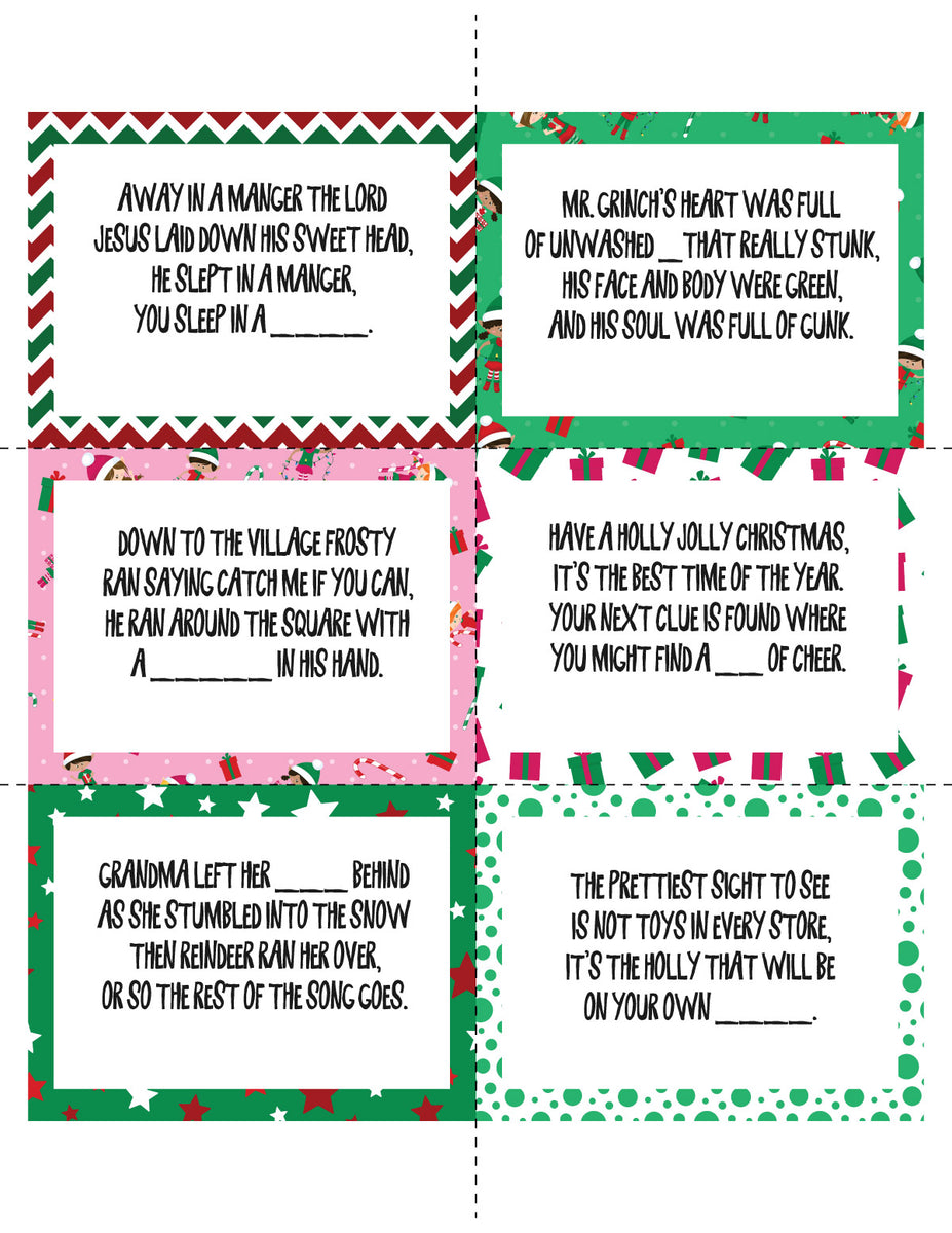 Christmas Scavenger Hunt Riddles (42 clues) Play Party Plan