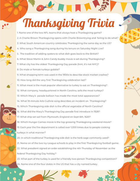 Thanksgiving Trivia (30 questions) – Play Party Plan