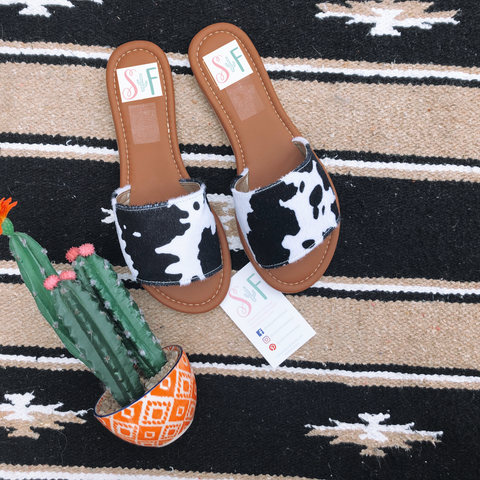 cow print slides