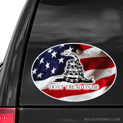 US FLAG - Don't Tread On Me Oval Sticker | My Loud Family LLC