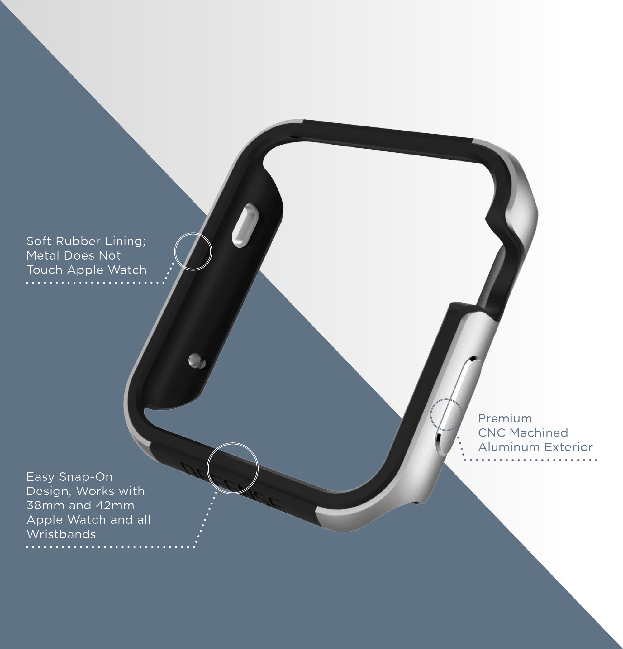 X-Doria Defense Edge Premium Aluminum & TPU Bumper Frame Case for Apple Watch Case 42mm & 38mm