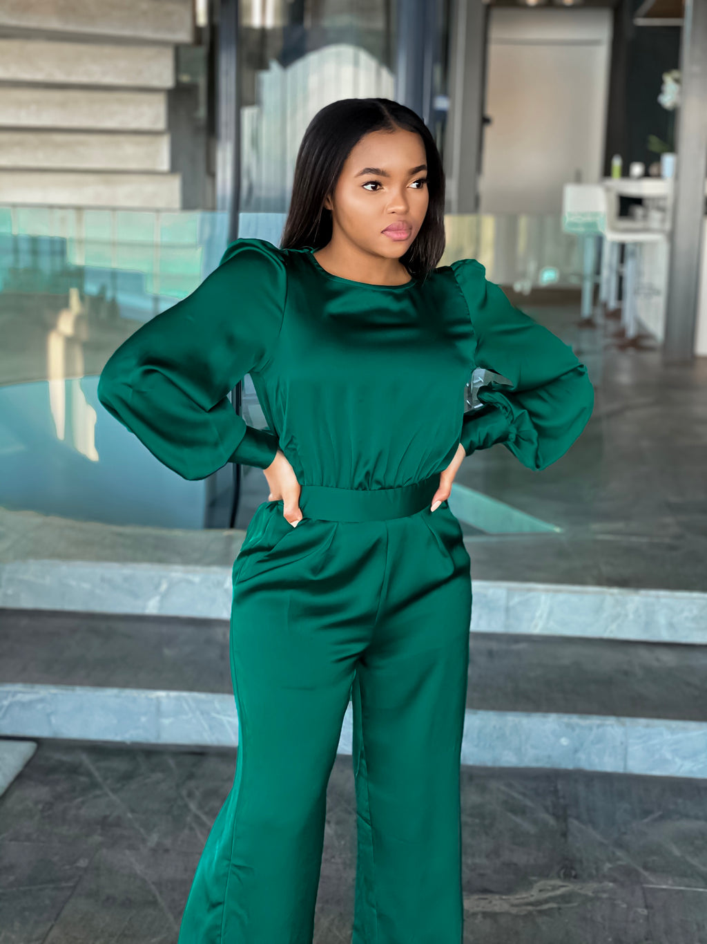 Onika Black Satin and Crepe Jumpsuit – Miss Circle