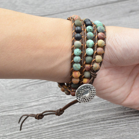 HARMONIE - Boho Wickelarmband aus Natursteinen Juwelanda