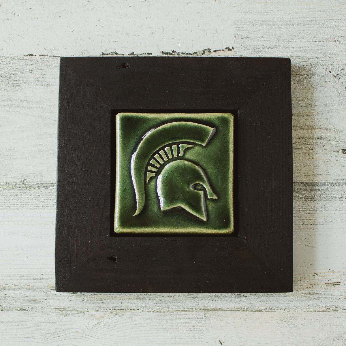 Mutual Adoration 4x4 Spartan Framed Spartan Green Frame Pewabic Pottery