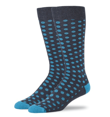 These polka-dotted socks are both fun and classic thanks to the dark navy.