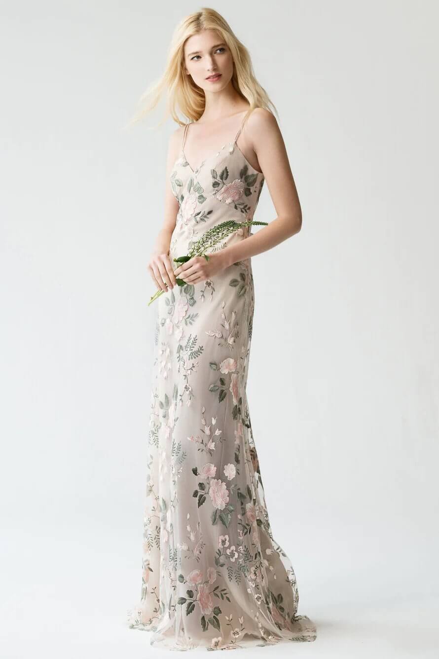 Model wearing Jenny Yoo Julianna, an embellished bridesmaid dress