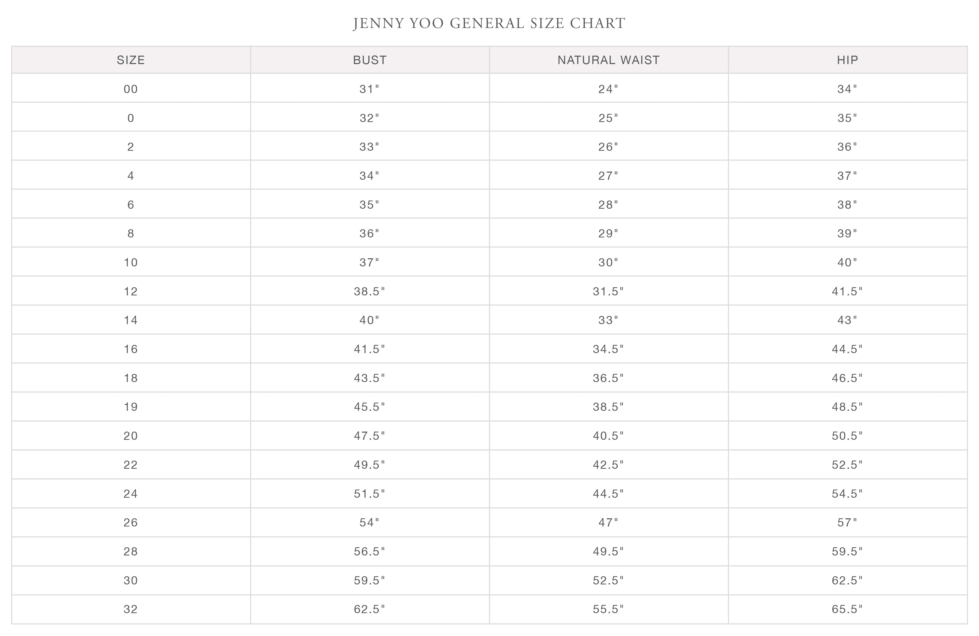 truffle collection size chart