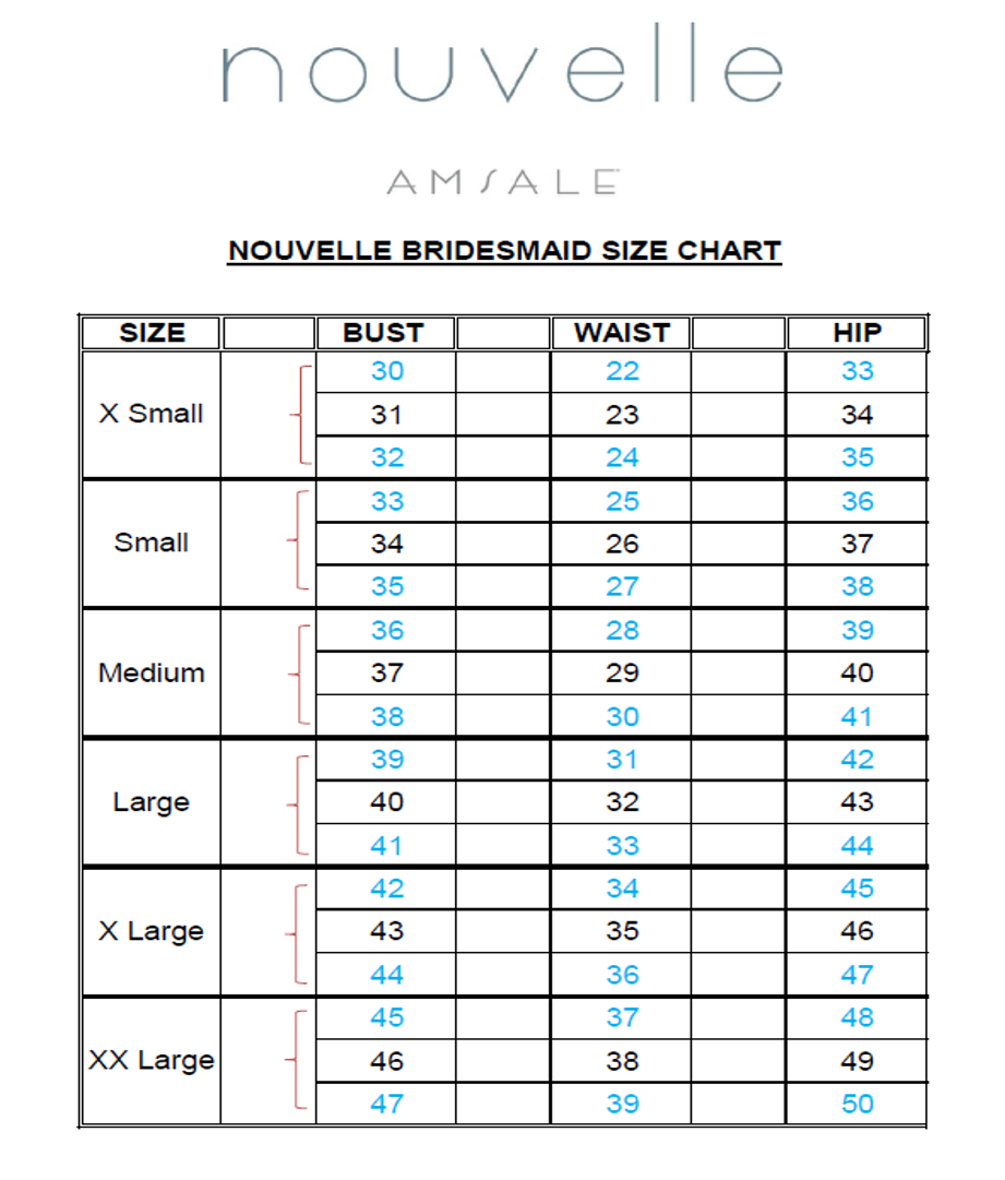 Nouvelle Amsale Size Chart