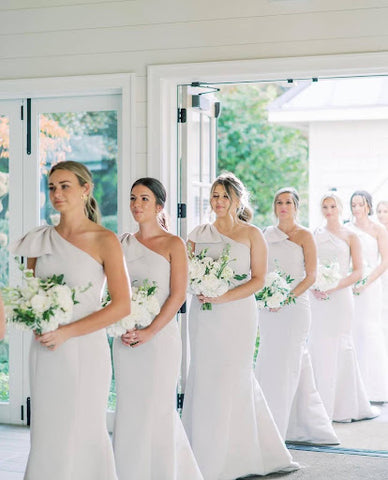 bridesmaids in a line