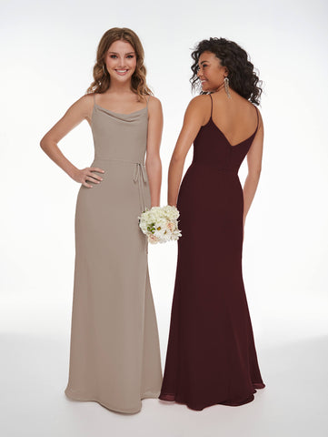 Two models wearing Christina Wu 22025 bridesmaid dress