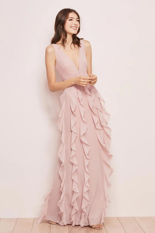 Model wearing Wtoo by Watters Hadley Dress in pink