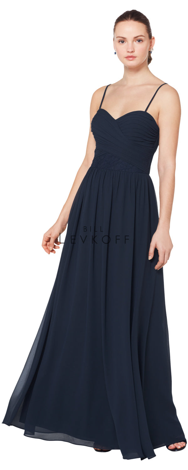 bill levkoff navy bridesmaid dress