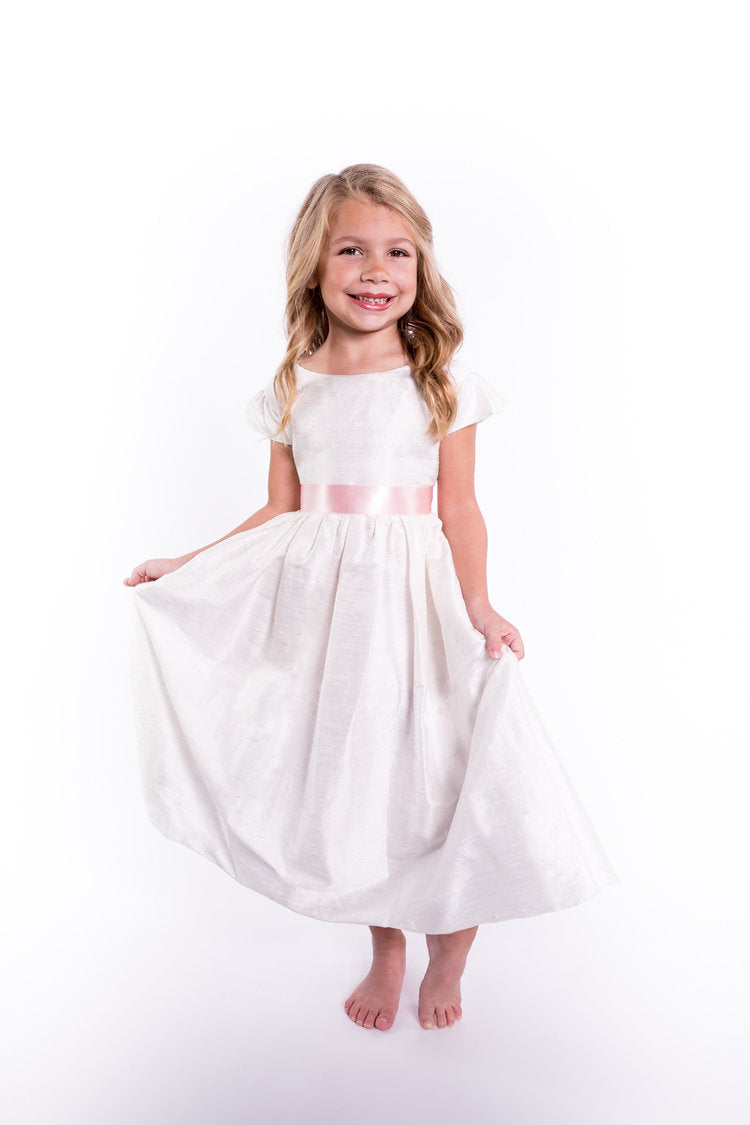 duchess satin flower girl dress