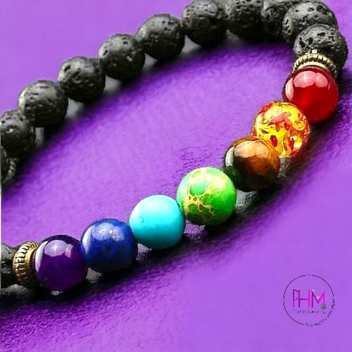 Seven Chakra Bracelet with Lava Beads