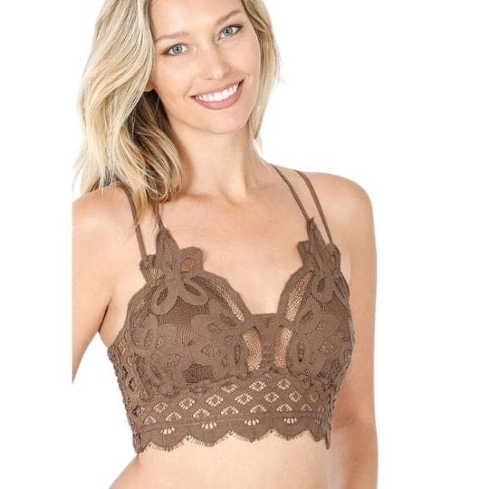 Crochet Lace Bralette With Removable Pads in Ruby – Polka Dots