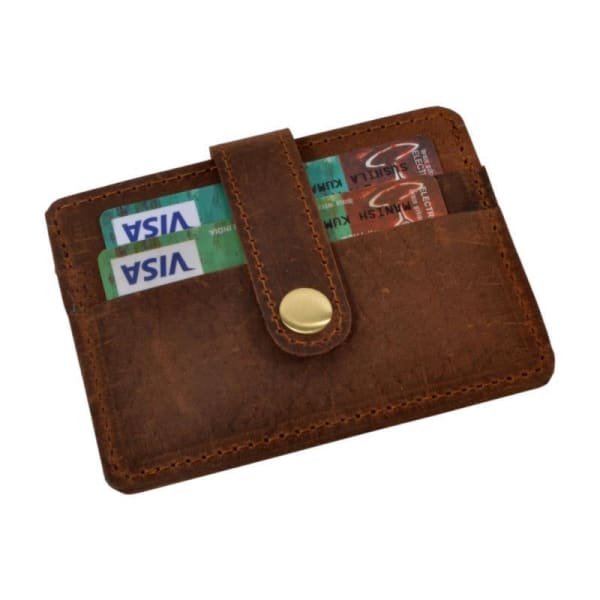 Slim Leather Credit Card Holder | Men & Women's Wallet Chestnut