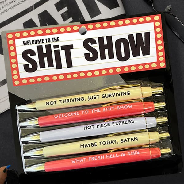  MGSTN The Shit Show Pens, Welcome to the Shit Show Pens, Funny  Pens Swear Word Daily Pen Set, Motivational Sarcastic Badass Pen Set, Funny  Pens for Adults Swearing (2Pcs) 