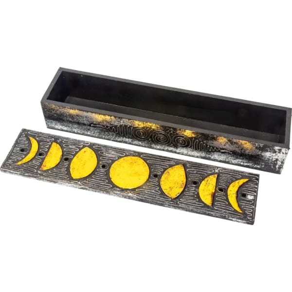 Wood Incense Storage Box - Moon Phases from Magick.com