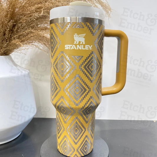 Abstract Tropical Engraved Stanley Adventure Quencher 40oz Tumbler