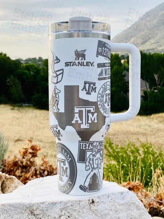 Floral Custom Stanley Adventure Quencher 40 oz tumbler – Etch and Ember