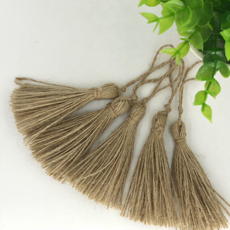 5pcs Jute Burlap Hessian Tassel Chinese Knot Vintage Wedding