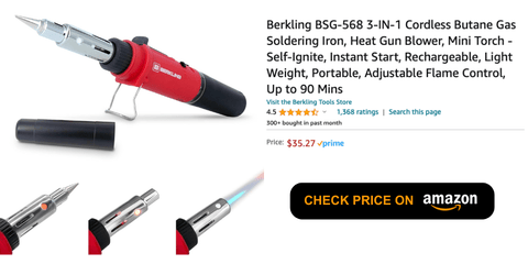 Berkling BSG-568 3-in-1 Butane Cordless Soldering Iron | Mini Torch | Heat Blower