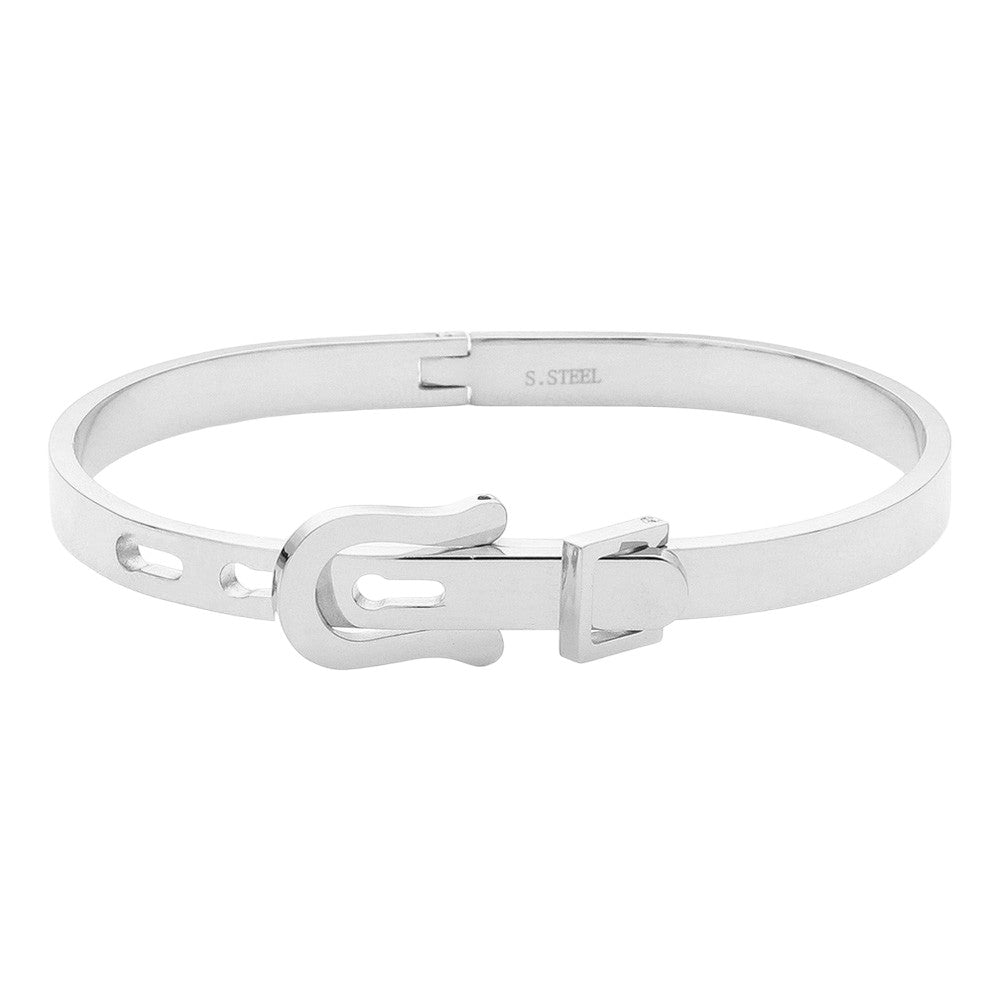 Belt Buckle Pointed Stainless Steel Hinged Bangle Bracelet