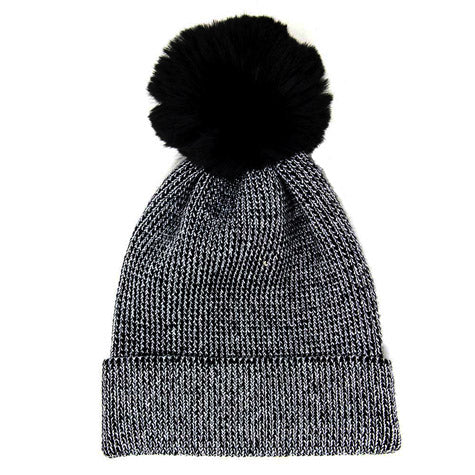 metallic pom beanie