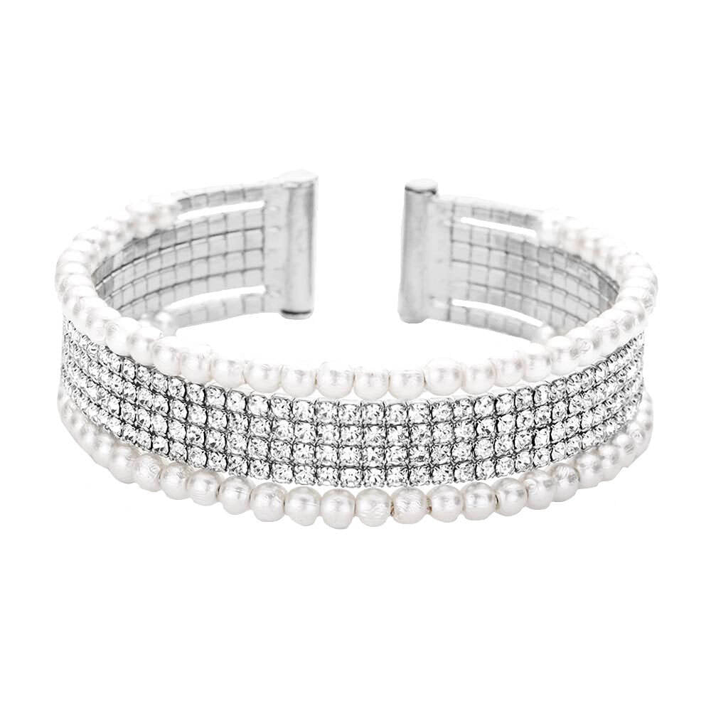 Rhinestone Decor Cuff Bangle