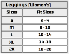 Saucer Women's Leggings Size Chart