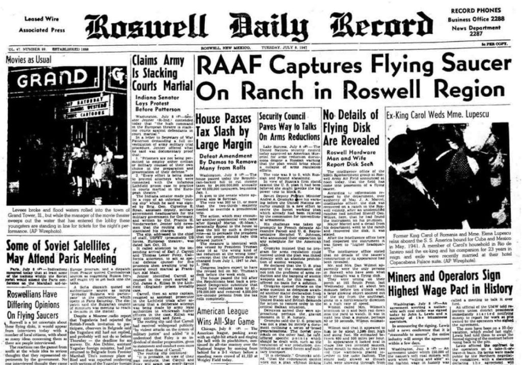 Roswell Daily Record Newspaper - July 8th, 1947