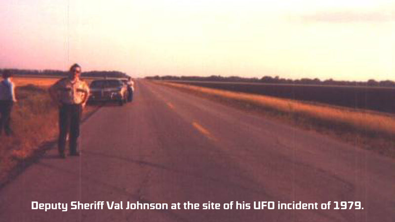 Deputy Sheriff Val Johnson at the site of his UFO incident of 1979