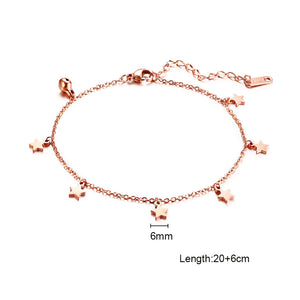 Fashion Jewelry - Anklets - Elegant Anklets 6 stars shape in rose gold color